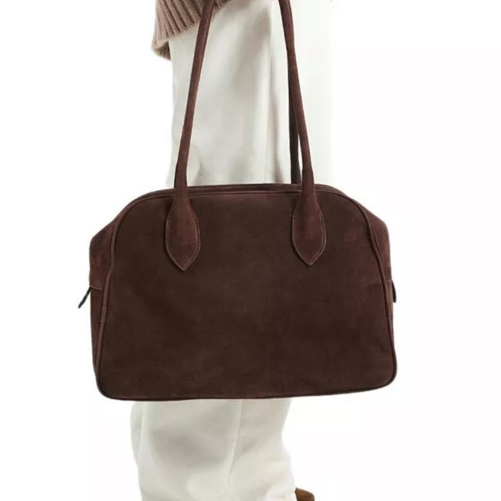Hyer Goods La Autostrada Tote Bag Chocolate Suede